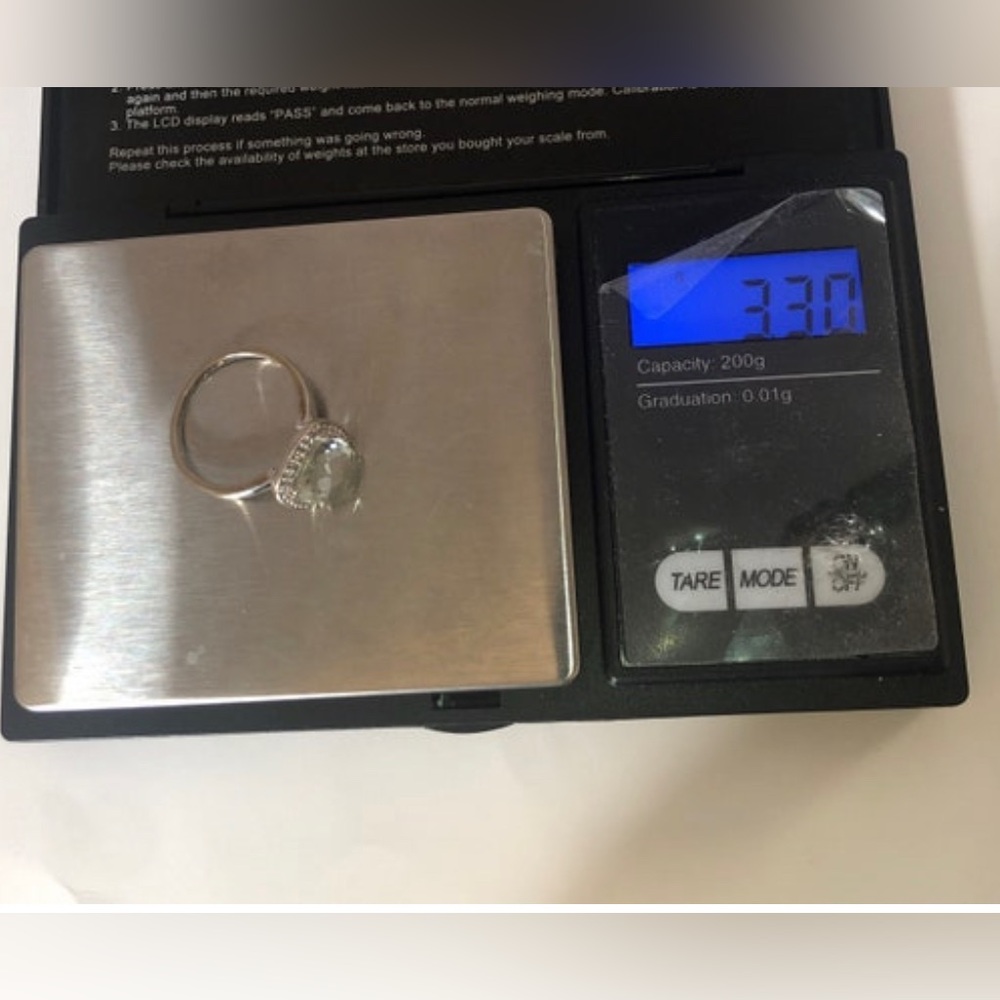 Dazzling White Gold Pale Green Prasiolite And Diamond Halo Ring - Picture 10 of 16
